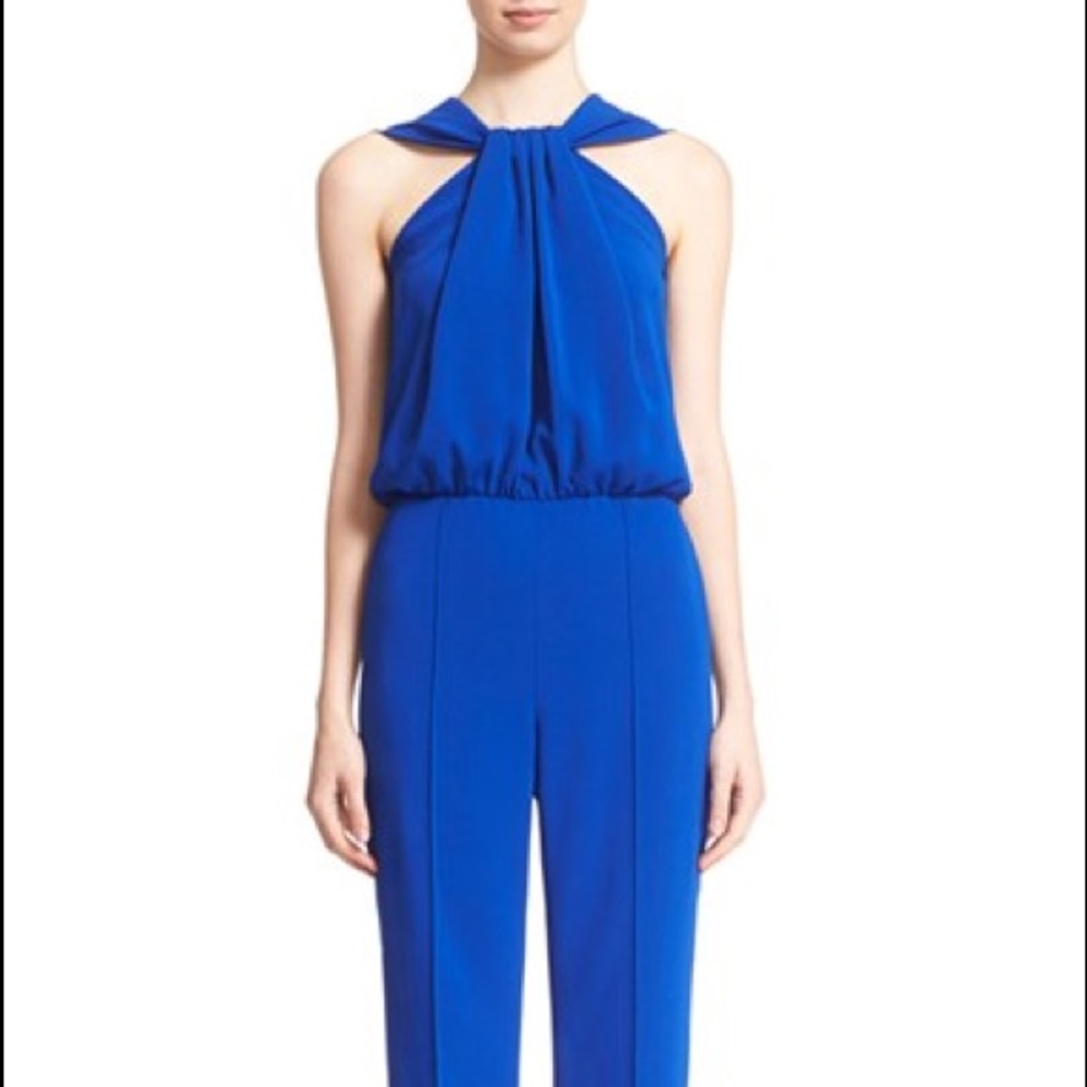 St. john Classic Cady Wide-Leg Halter Jumpsuit,